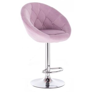 Barová židle VERA VELUR na stříbrné kulaté podstavě - fialový vřes