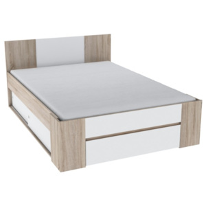 Manželská postel 140x200 cm s úložným prostorem v dekoru dub sonoma bílá TK3122