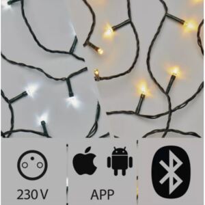 Emos ZY2189 LED vánoční řetěz 20m 3,6W | IP44 | 200 žárovek - studená/teplá bílá, 8 režimů, bluetooth, časovač
