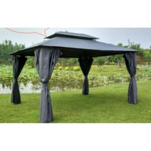 Zahradní altán pavilon DEU TOPAS Premium s moskytiérou 4x3m šedá