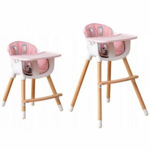 ECO TOYS Dětská rostoucí jídelní židlička 2v1 - růžová pro holčičky
