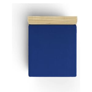 Tmavě modré neelastické bavlněné prostěradlo na jednolůžko Caresso, 90 x 190 cm