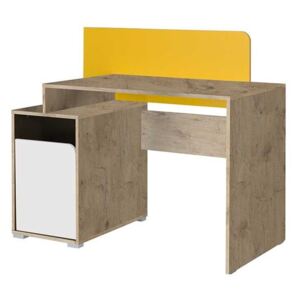 Psací stůl Runo RU08, Barva: dub lefkas / bílá + žlutá