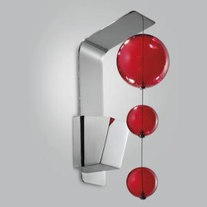 Metallux Bolero, luxusní nástěnné svítidlo, 3 kuličky červeného skla, 1x10W GU10, výška 57cm
