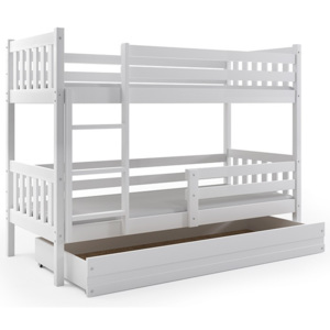 Patrová postel CARINO bez matrací + ÚP + rošt ZDARMA, 190x80, bílý, bílá - VÝPRODEJ Č. 233