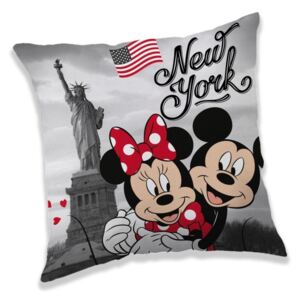 Jerry Fabrics Dětský dekorační polštářek s výplní Mickey a Minnie v New Yorku 40x40
