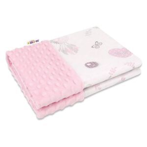 Baby Nellys Bavlněná deka s Minky 100x75cm, New Love Baby - růžová