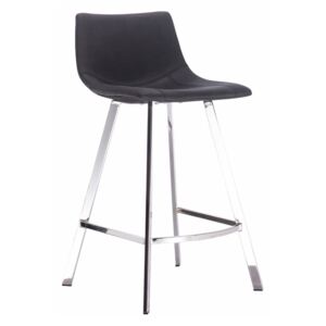 Barová židle čalouněná černá látka s efektem broušené kůže podnož kov TK3181