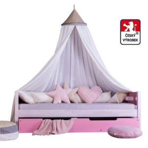 Masivní dětská postel Benjamin Bubbles 90x200cm s nebesy a přistýlkou - výběr odstínů