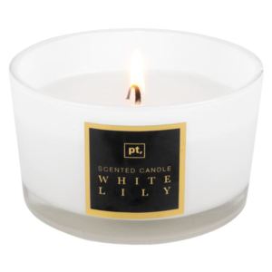 Vonná skleněná svíčka White Lily 27 hodin L Present Time (Barva- bílá)