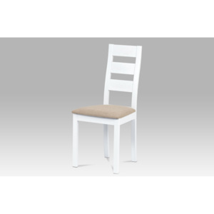 Jídelní židle masiv buk, barva bílá, potah světlý BC-2603 WT AKCE