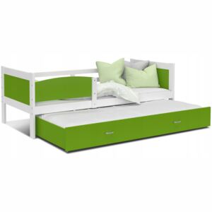 Dětská postel s přistýlkou TWISTER M2 - 190x80 cm - bílá/zelená