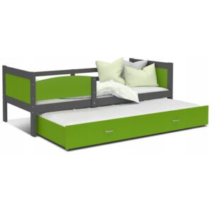 Dětská postel s přistýlkou TWISTER M2 - 190x80 cm - šedá/zelená