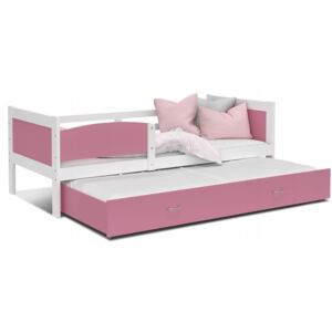Dětská postel s přistýlkou TWISTER M2 - 190x80 cm - bílá/růžová