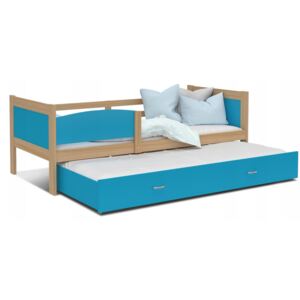 Dětská postel s přistýlkou TWISTER M2 - 190x80 cm - olše/modrá