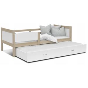 Dětská postel s přistýlkou TWISTER M2 - 190x80 cm - borovice/bílá