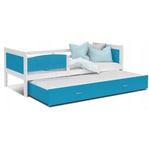 Dětská postel s přistýlkou TWISTER M2 - 190x80 cm - bílá/modrá