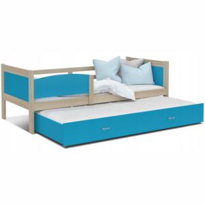 Dětská postel s přistýlkou TWISTER M2 - 190x80 cm - borovice/modrá