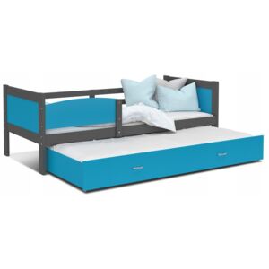 Dětská postel s přistýlkou TWISTER M2 - 190x80 cm - šedá/modrá