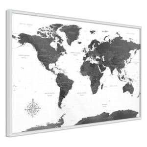 Bimago Zarámovaný obraz - The World in Black and White Bílý rám 60x40 cm