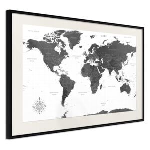 Bimago Zarámovaný obraz - The World in Black and White Černý rám s paspartou 60x40 cm