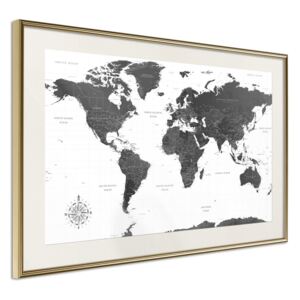Bimago Zarámovaný obraz - The World in Black and White Zlatý rám s paspartou 60x40 cm