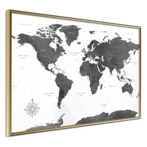 Bimago Zarámovaný obraz - The World in Black and White Zlatý rám 60x40 cm
