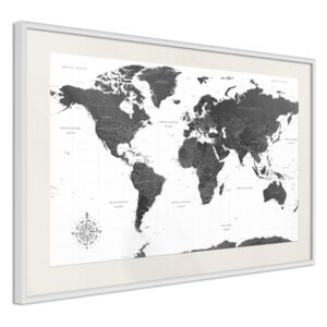 Bimago Zarámovaný obraz - The World in Black and White Bílý rám s paspartou 60x40 cm