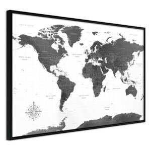 Bimago Zarámovaný obraz - The World in Black and White Černý rám 60x40 cm