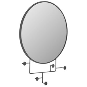 Černé kovové nástěnné zrcadlo LaForma Vianela 70x51 cm s věšáky
