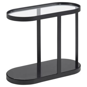 SCANDI Černý skleněný odkládací stolek Rollo 56 x 26 cm
