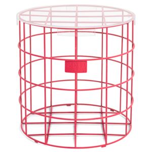Růžový kovový odkládací stolek BOLD MONKEY CAGE FIGHT 41 cm se sametovým povrchem