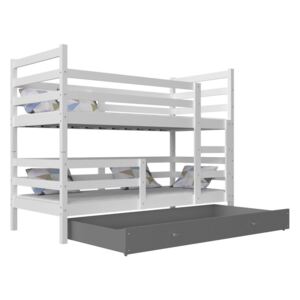 Dětská patrová postel JACEK B, color, 190x80, bílý/šedý