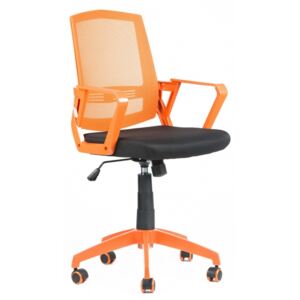 MERCURY Kancelářská, studentská židle SUN, oranžové područky, oranžový opěrák, černý sedák