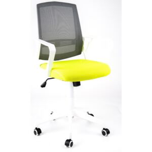 MERCURY Kancelářská, studentská židle SUN, bílé područky, šedý opěrák, zelený sedák