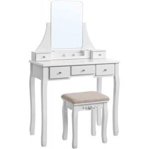 Massive home | Toaletní stolek se stoličkou Laura II bílý MDF
