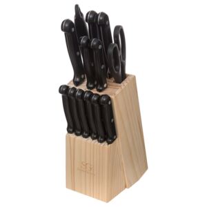 Kuchyňská sada kovové nožů v dřevěném bloku, 14.5x10.8x10 cm