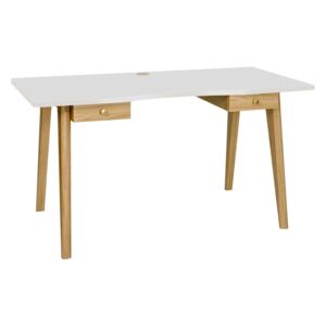 Bílý dubový pracovní stůl Woodman Oak 140x70 cm