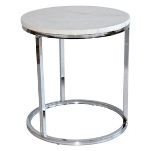 Bílý mramorový konferenční stolek RGE Accent s chromovou podnoží Ø 50 cm