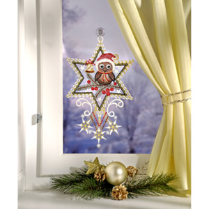 Magnet 3Pagen Okenní dekorace Vánoční sova pr. 33cm