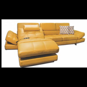 LOW rohová sedací souprava s funkcí relax, žlutá kůže