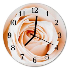 E-shop24, průměr 30 cm, Hnn55780961 Nástěnné hodiny obrazové na skle - Růže oranžová