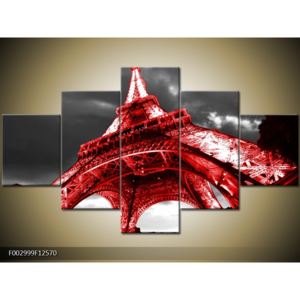 Obraz červené Eiffelovy věže (F002999F12570)