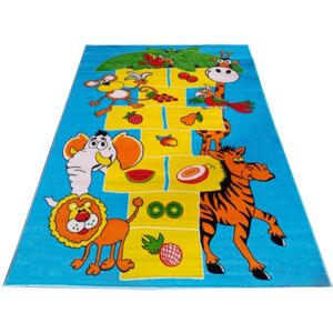 Kusový koberec dětský JE0340- Žirafa - modrá - 100x200 cm