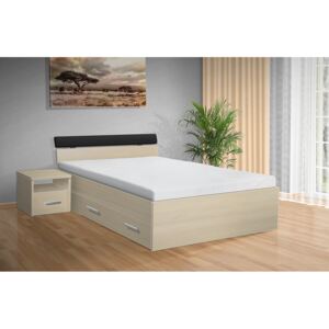 Nabytekmorava postel s úložným prostorem RAMI - M 140x200 cm barva lamina: AKÁT 0447, matrace: bez matrace