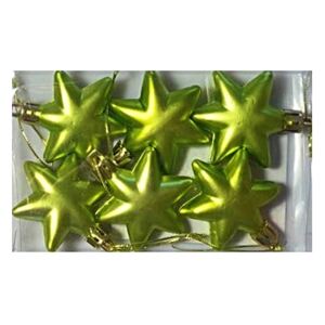 Vánoční ozdoby hvězda 5 cm sada 6 ks žluto zelené matné