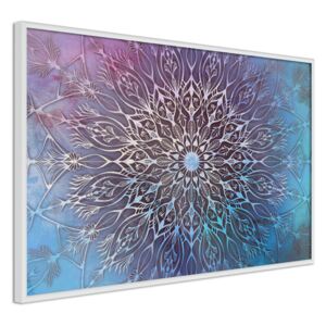 Bimago Zarámovaný obraz - Blue and Pink Mandala Bílý rám 60x40 cm