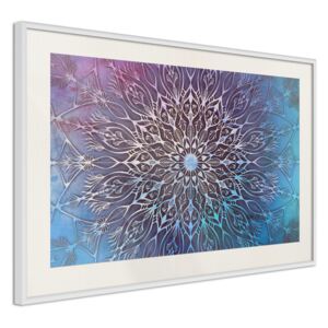 Bimago Zarámovaný obraz - Blue and Pink Mandala Bílý rám s paspartou 60x40 cm