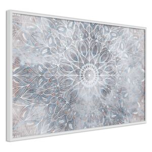 Bimago Zarámovaný obraz - Winter Mandala Bílý rám 60x40 cm