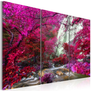 Obraz - Beautiful Waterfall: Pink Forest 90x60